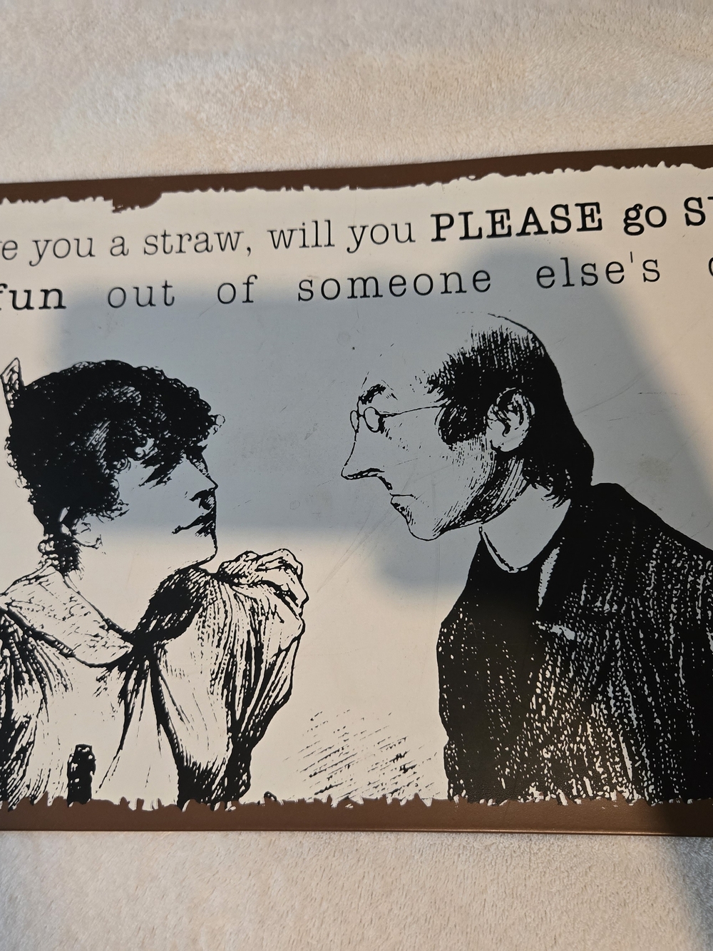 Vintage Black & White Funny Wall Art 16x10